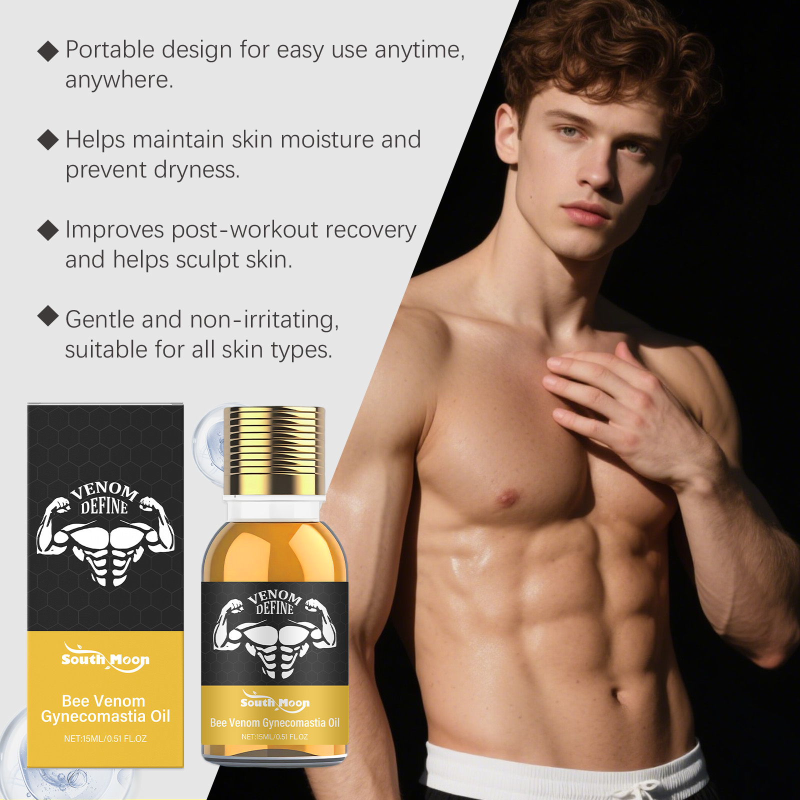 Bee Venom Gynecomastia Oil For - огляд і ціна Skincare Natur E