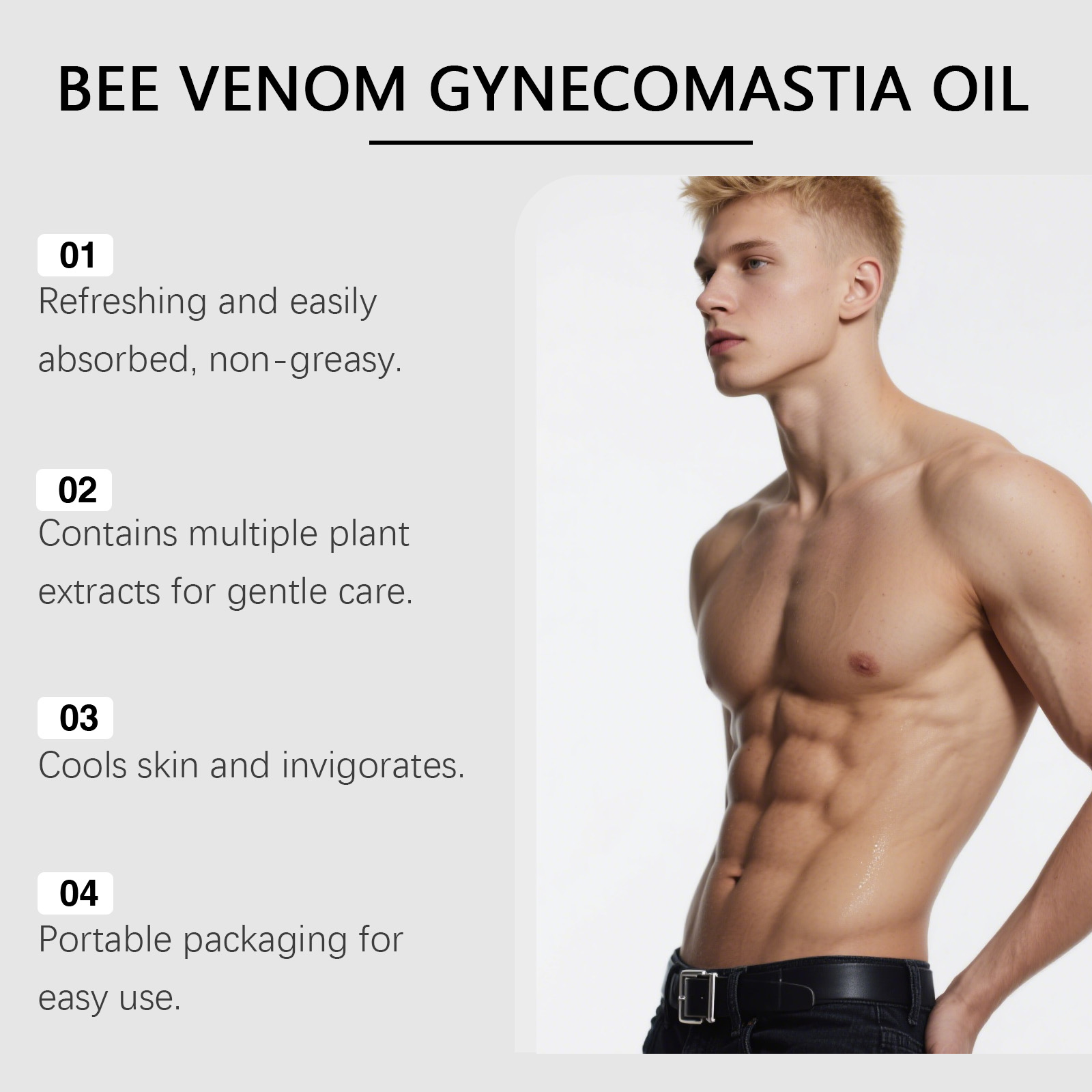 Bee Venom Gynecomastia Oil For - огляд і ціна Skincare Natur E